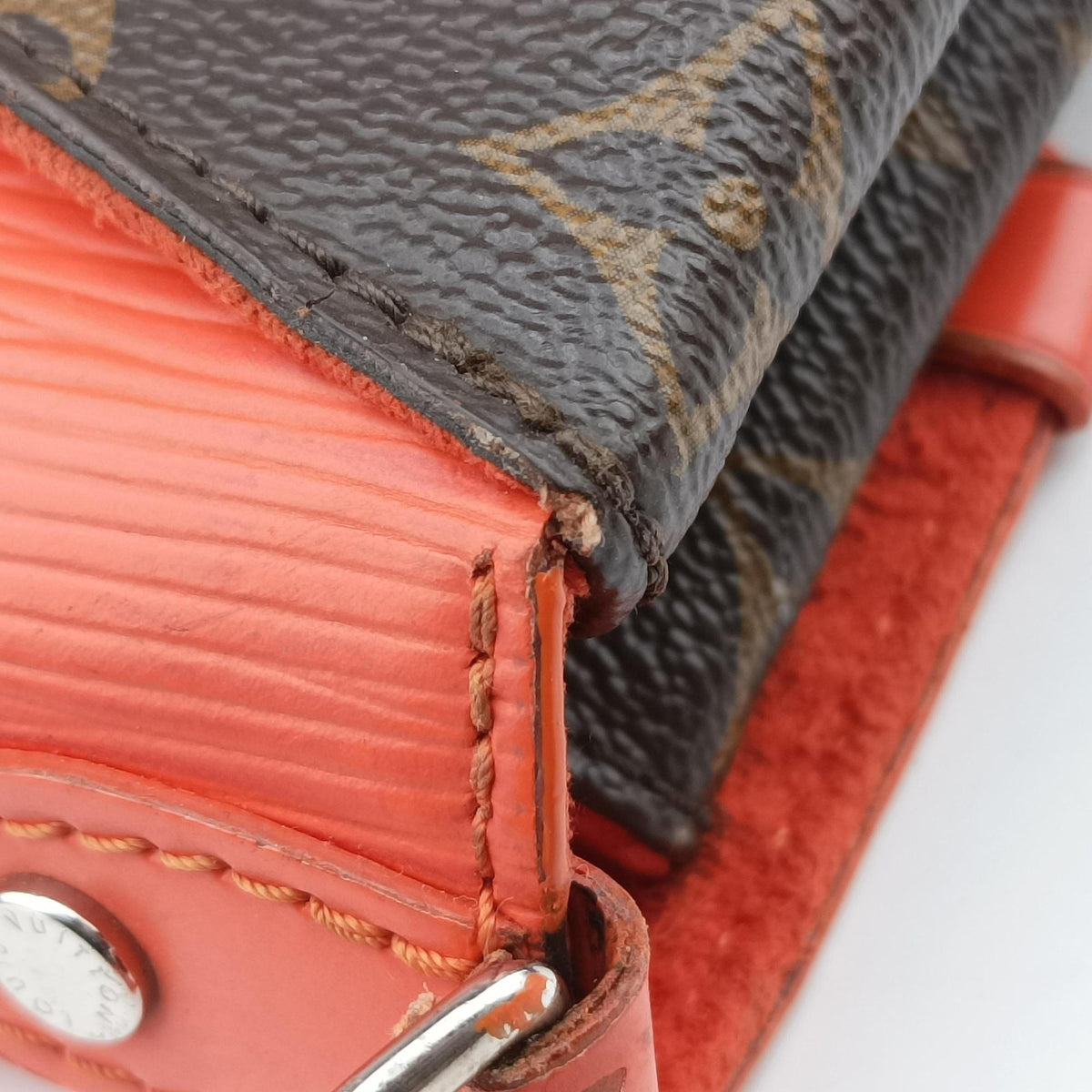 Pre-owned Louis Vuitton SAINT MICHEL Monogram/Brown x Orange Monogram Canvas×epi  shoulderbag | stylenewstar