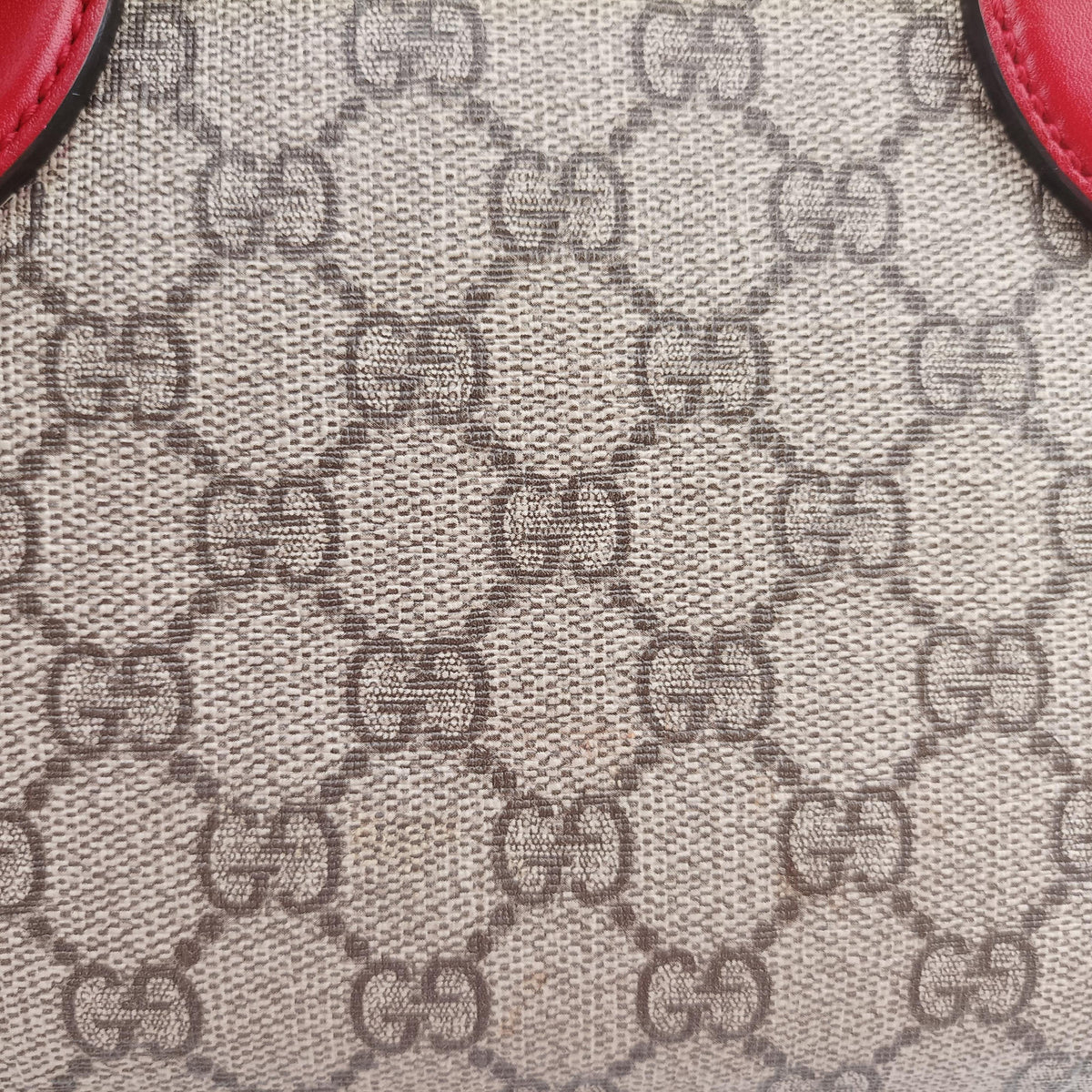 Pre-owned Gucci GG SUPREME beige×red×pink PVC coated canvas×Leather 409529 shoulderbag | stylenewstar