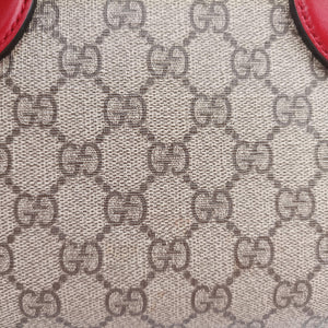 Pre-owned Gucci GG SUPREME beige×red×pink PVC coated canvas×Leather 409529 shoulderbag | stylenewstar