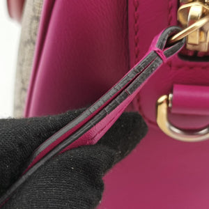 Pre-owned Gucci GG SUPREME beige×red×pink PVC coated canvas×Leather 409529 shoulderbag | stylenewstar