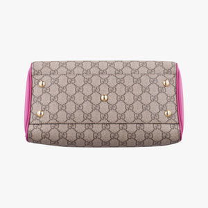 Pre-owned Gucci GG SUPREME beige×red×pink PVC coated canvas×Leather 409529 shoulderbag | stylenewstar