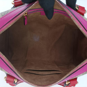 Pre-owned Gucci GG SUPREME beige×red×pink PVC coated canvas×Leather 409529 shoulderbag | stylenewstar