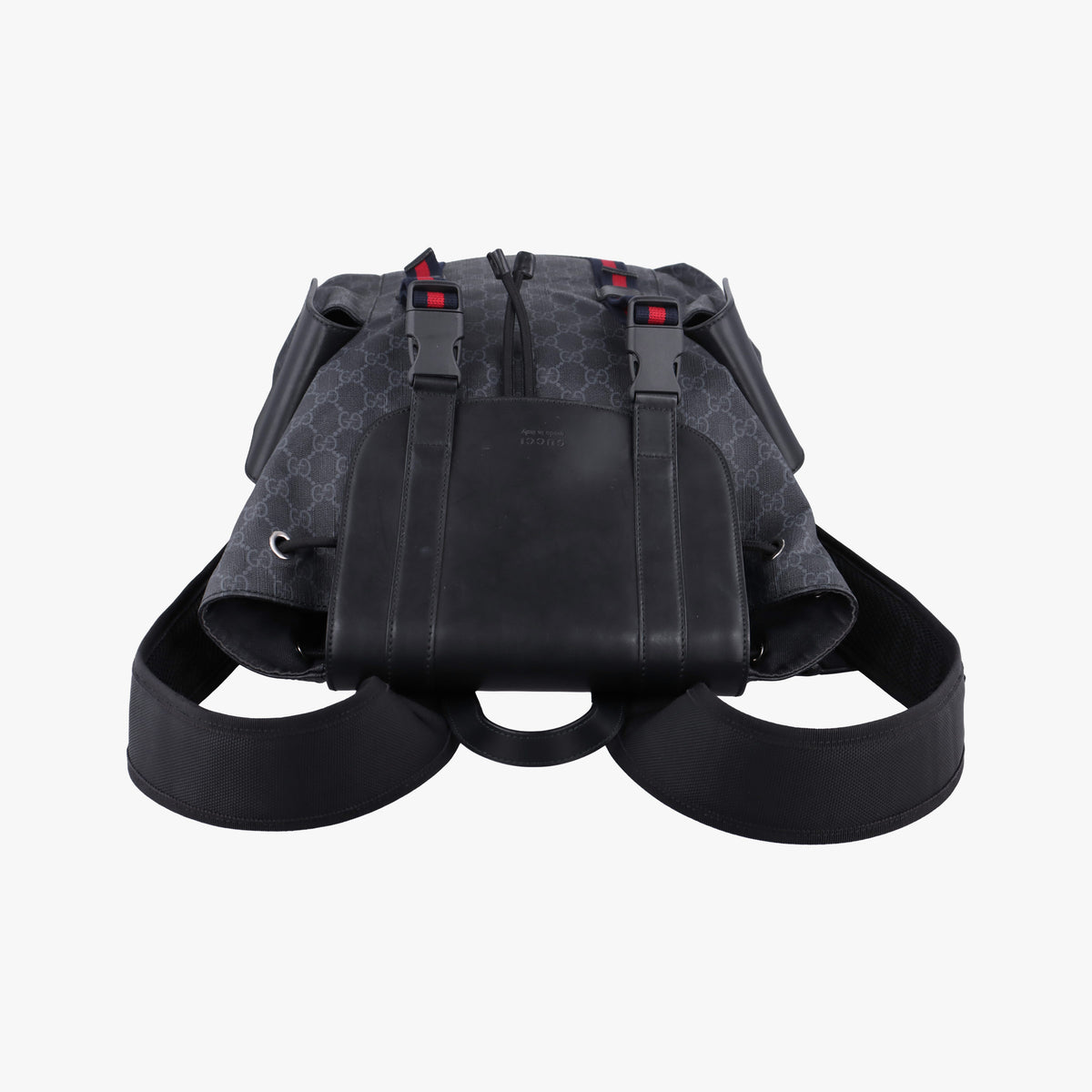 Pre-owned Gucci GG Supreme Black x Gray PVC coated canvas×leather 495563 backpack/rucksack | stylenewstar