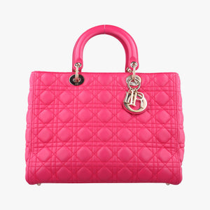 Pre-owned Christian Dior Lady dior Rose Lambskin  handbag | stylenewstar