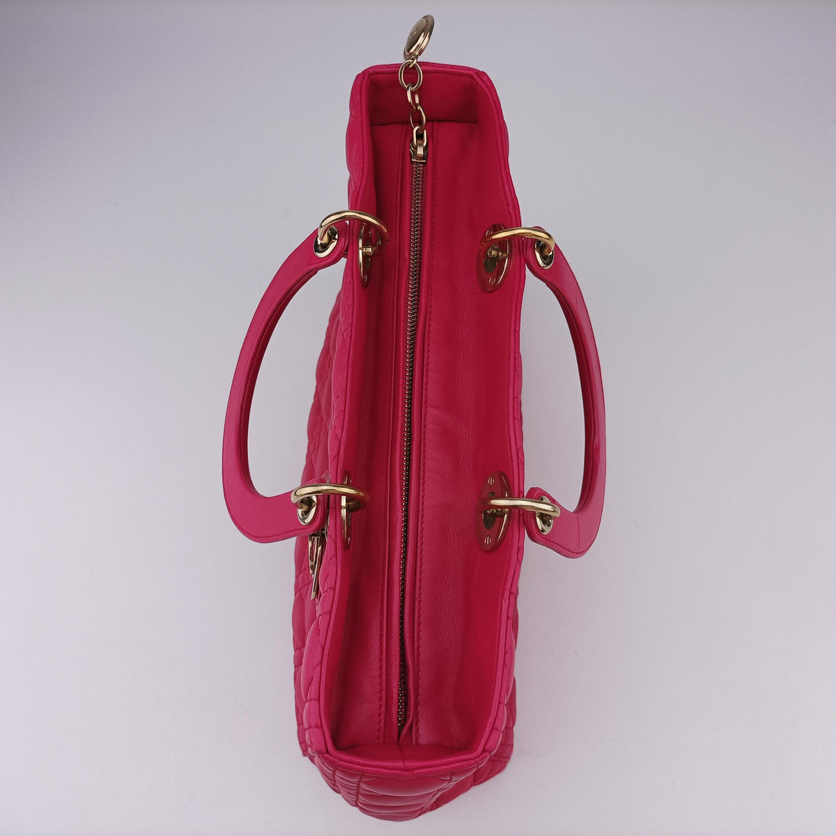 Pre-owned Christian Dior Lady dior Rose Lambskin  handbag | stylenewstar