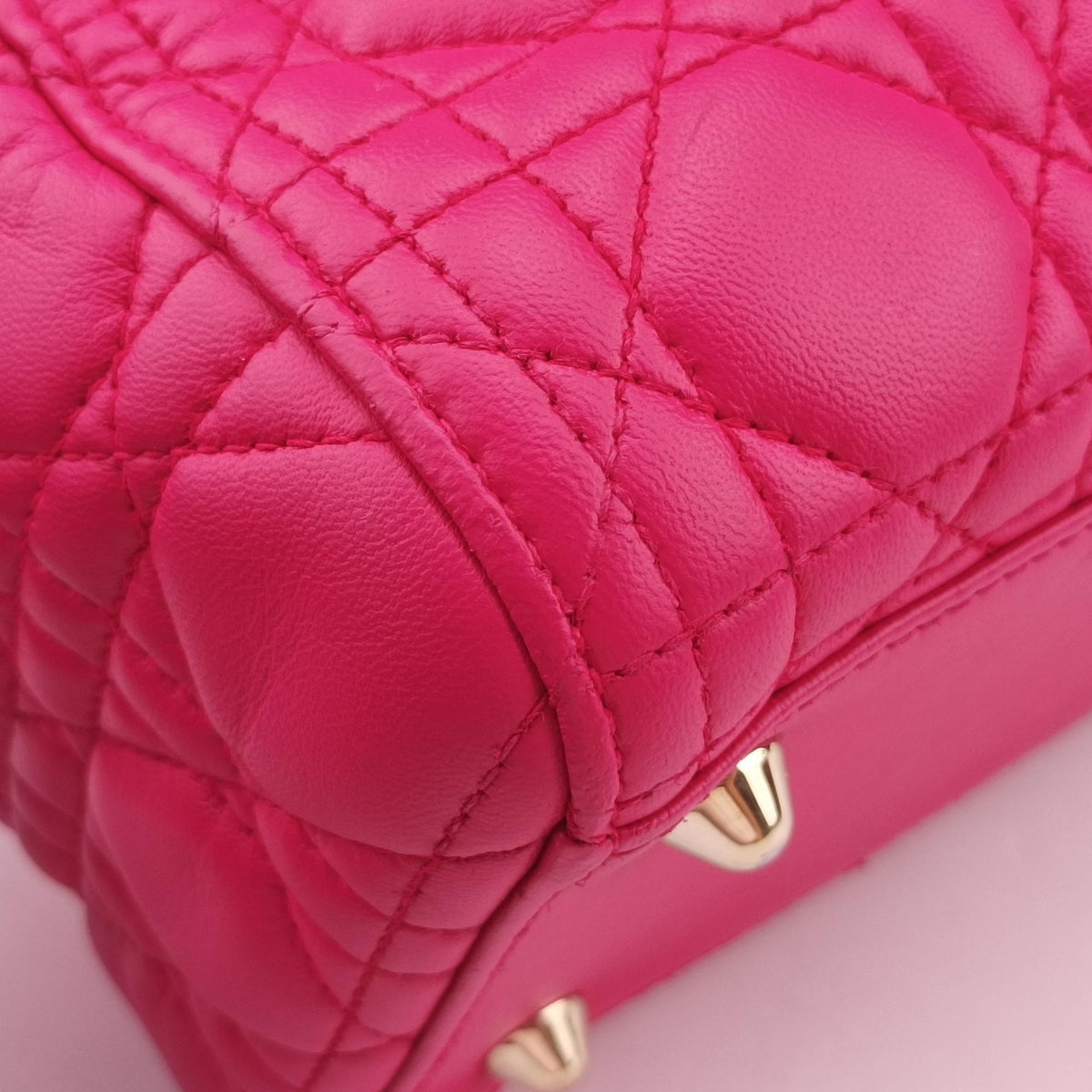 Pre-owned Christian Dior Lady dior Rose Lambskin  handbag | stylenewstar