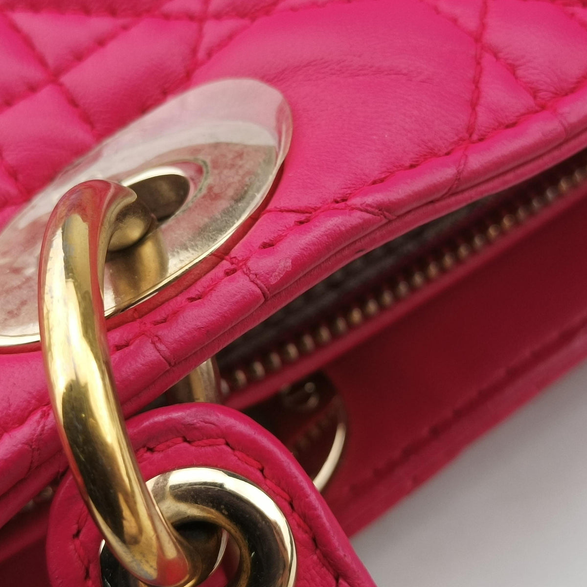Pre-owned Christian Dior Lady dior Rose Lambskin  handbag | stylenewstar