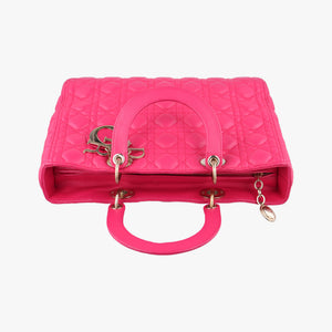 Pre-owned Christian Dior Lady dior Rose Lambskin  handbag | stylenewstar