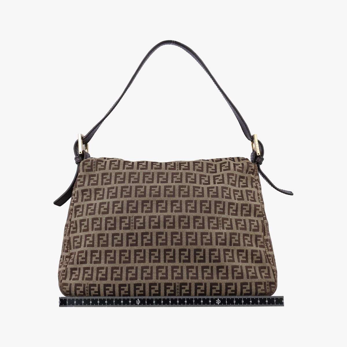 Pre-owned Fendi Mama Baguette Zucchino Brown Canvas×Leather 8BR001 shoulderbag | stylenewstar