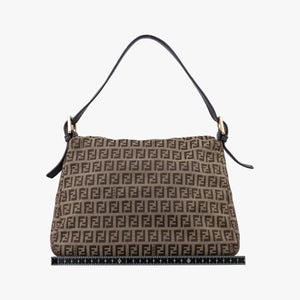 Pre-owned Fendi Mama Baguette Zucchino Brown Canvas×Leather 8BR001 shoulderbag | stylenewstar