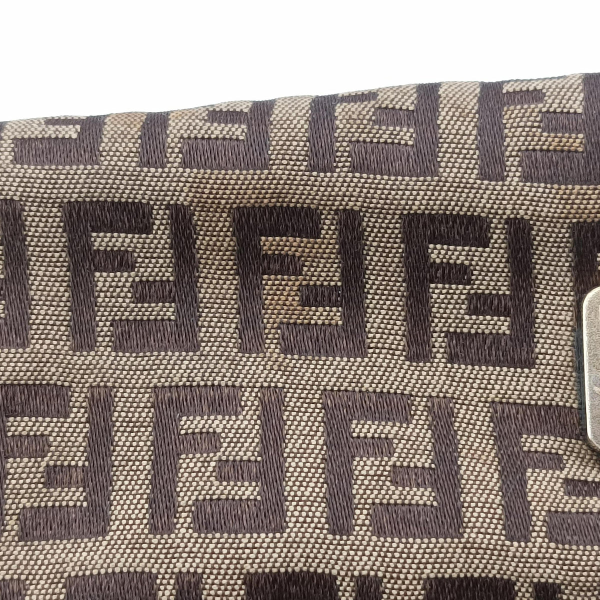 Pre-owned Fendi Mama Baguette Zucchino Brown Canvas×Leather 8BR001 shoulderbag | stylenewstar