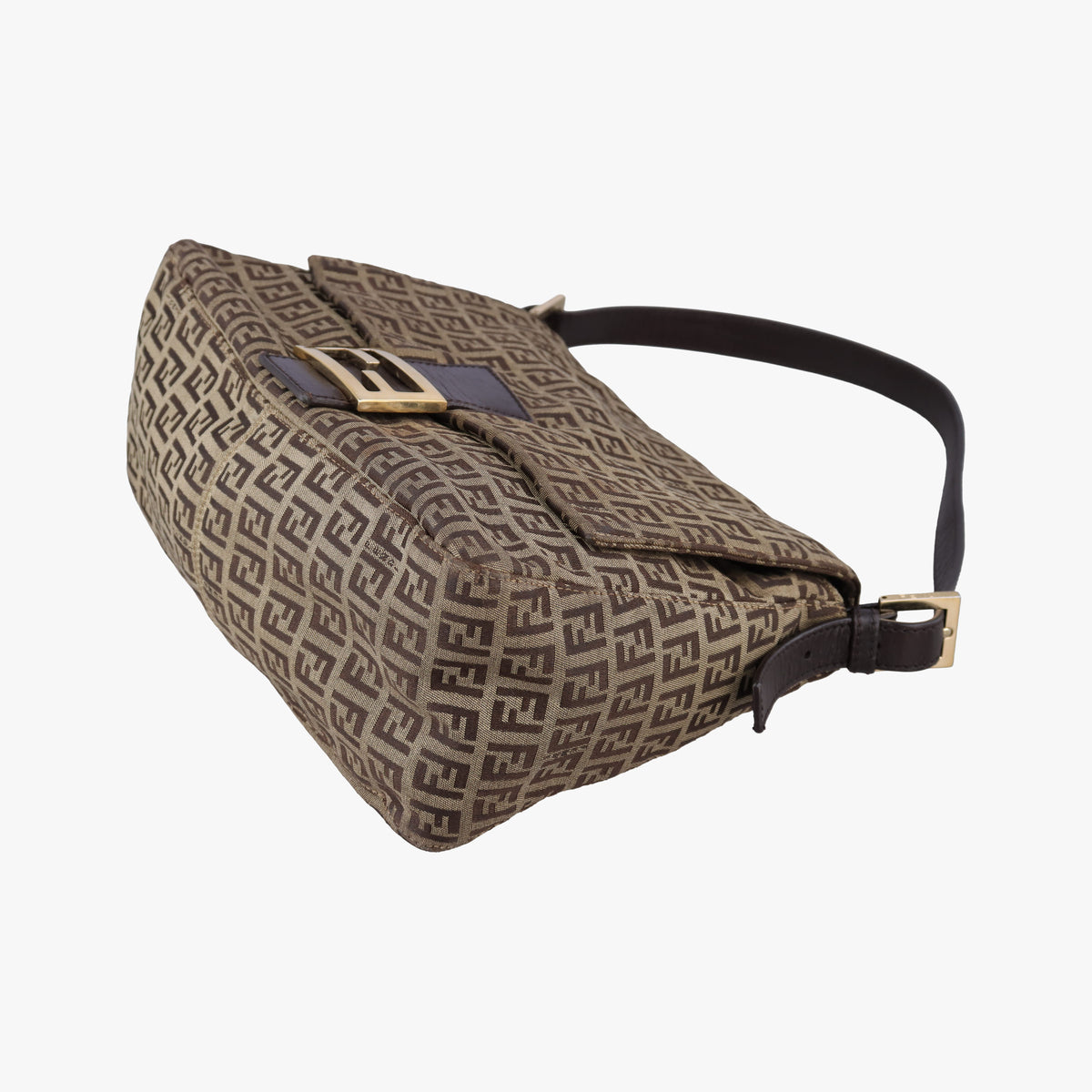 Pre-owned Fendi Mama Baguette Zucchino Brown Canvas×Leather 8BR001 shoulderbag | stylenewstar