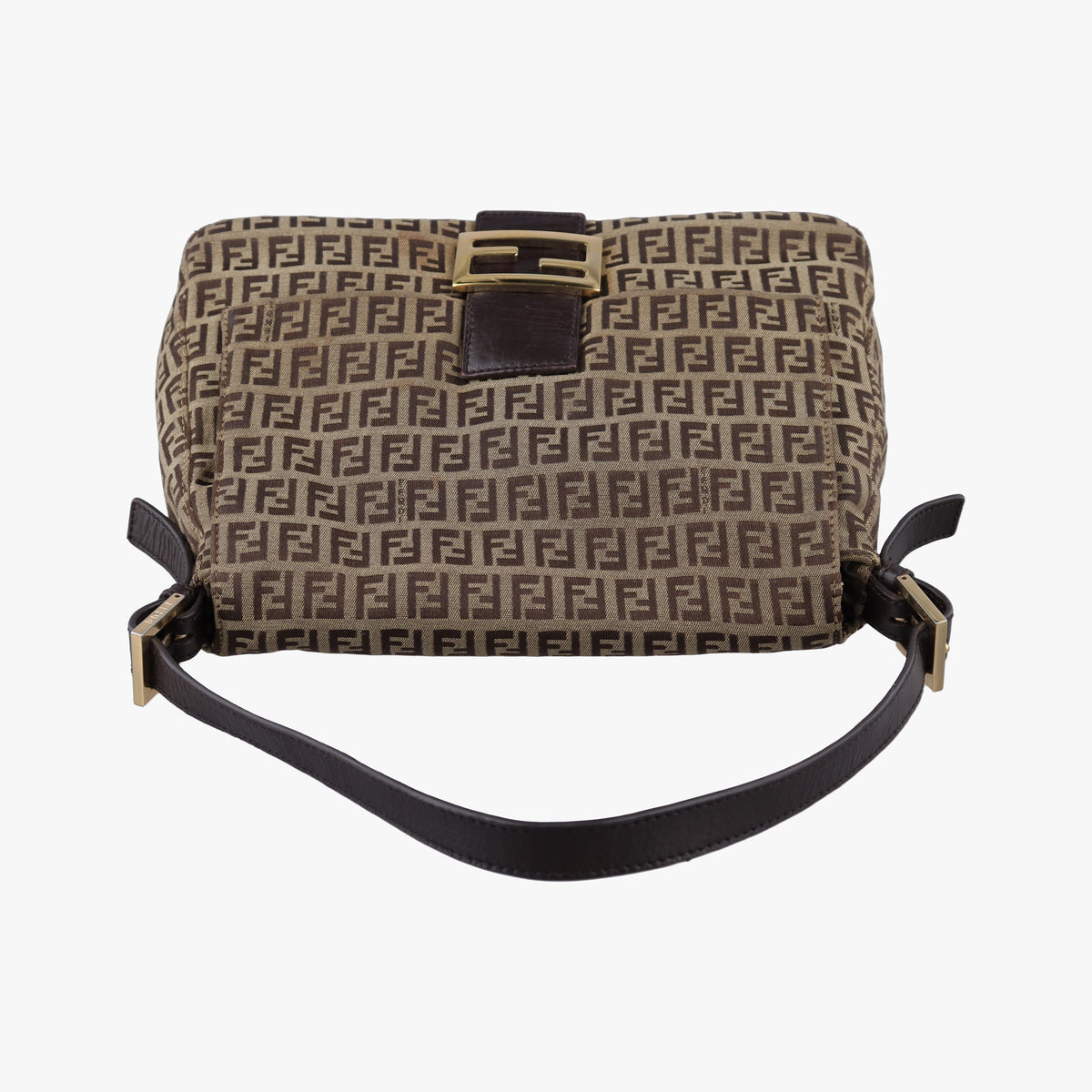 Pre-owned Fendi Mama Baguette Zucchino Brown Canvas×Leather 8BR001 shoulderbag | stylenewstar