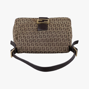Pre-owned Fendi Mama Baguette Zucchino Brown Canvas×Leather 8BR001 shoulderbag | stylenewstar