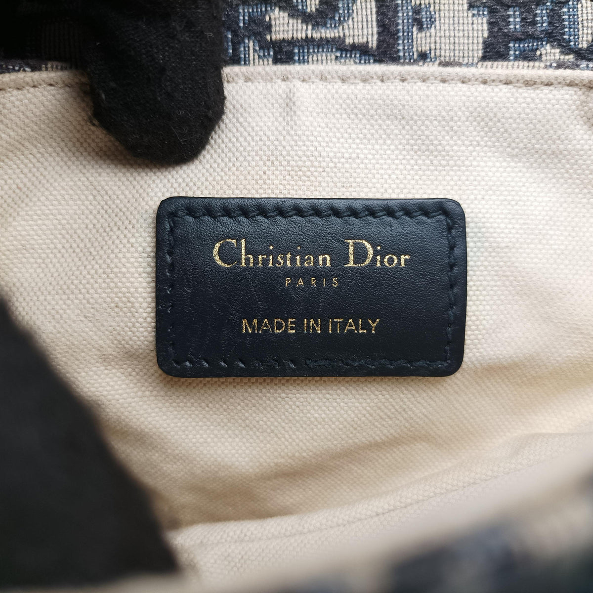 Pre-owned Christian Dior Saddle Navy Jacquard × Leather  shoulderbag | stylenewstar