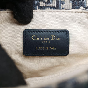 Pre-owned Christian Dior Saddle Navy Jacquard × Leather  shoulderbag | stylenewstar