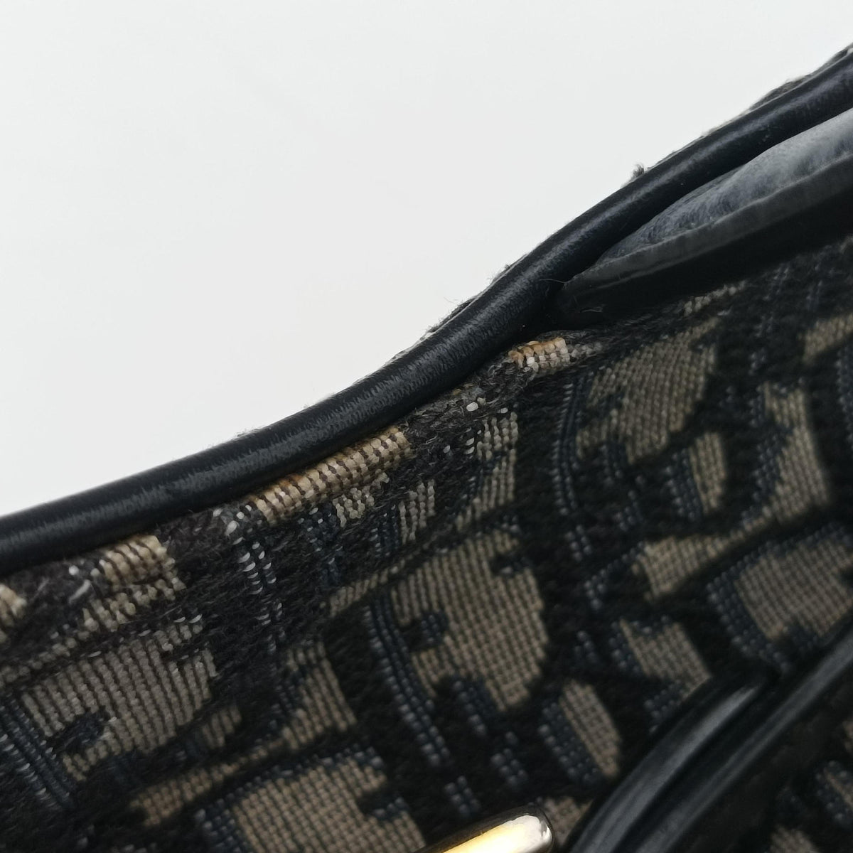 Pre-owned Christian Dior Saddle Navy Jacquard × Leather  shoulderbag | stylenewstar