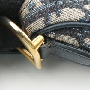 Pre-owned Christian Dior Saddle Navy Jacquard × Leather  shoulderbag | stylenewstar
