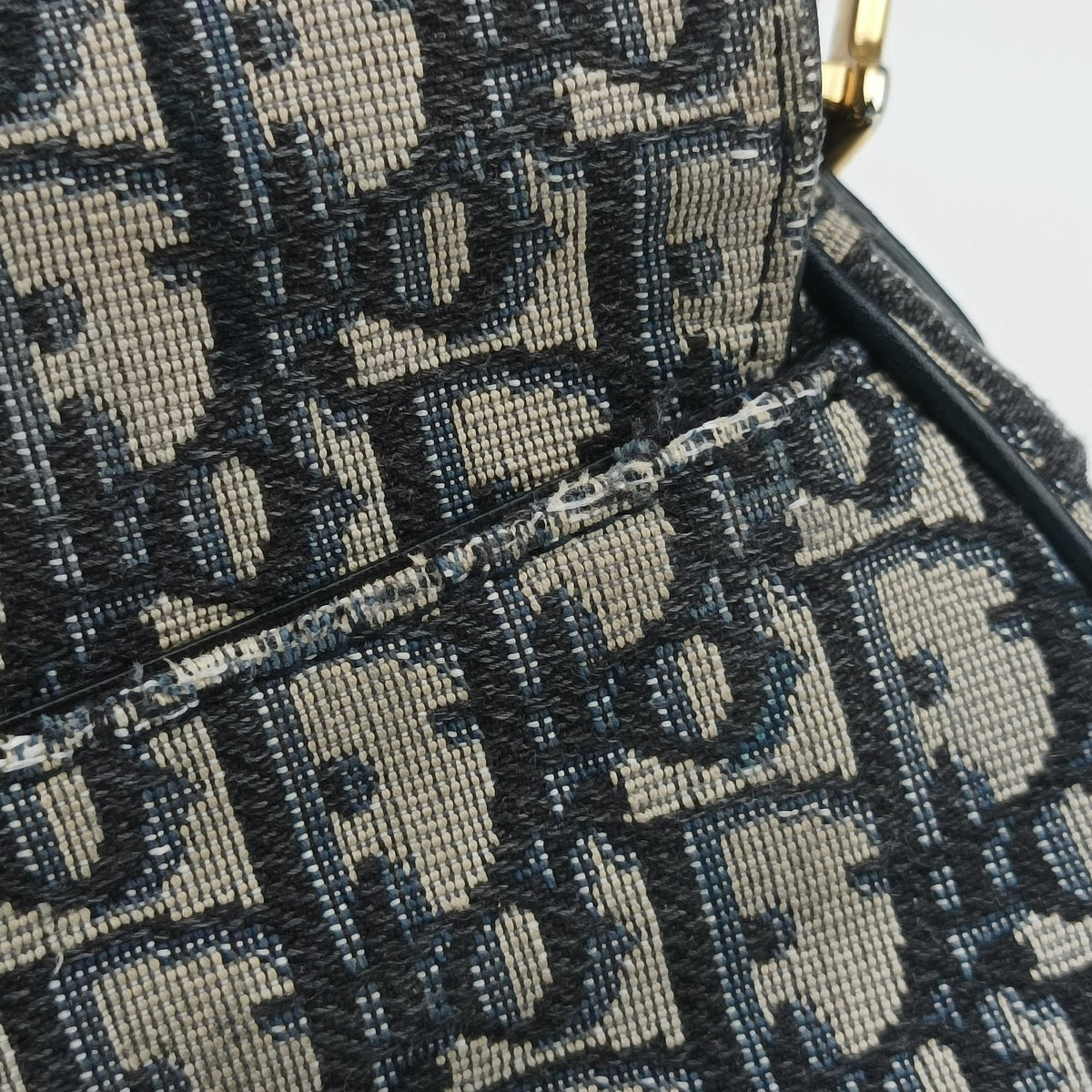 Pre-owned Christian Dior Saddle Navy Jacquard × Leather  shoulderbag | stylenewstar