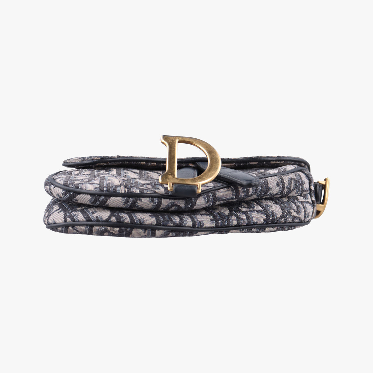Pre-owned Christian Dior Saddle Navy Jacquard × Leather  shoulderbag | stylenewstar