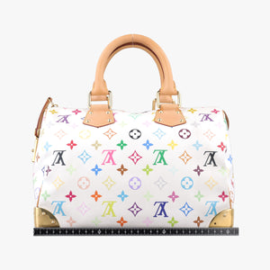 Pre-owned Louis Vuitton Speedy 30 white Monogram Multicolor M92643 handbag | stylenewstar