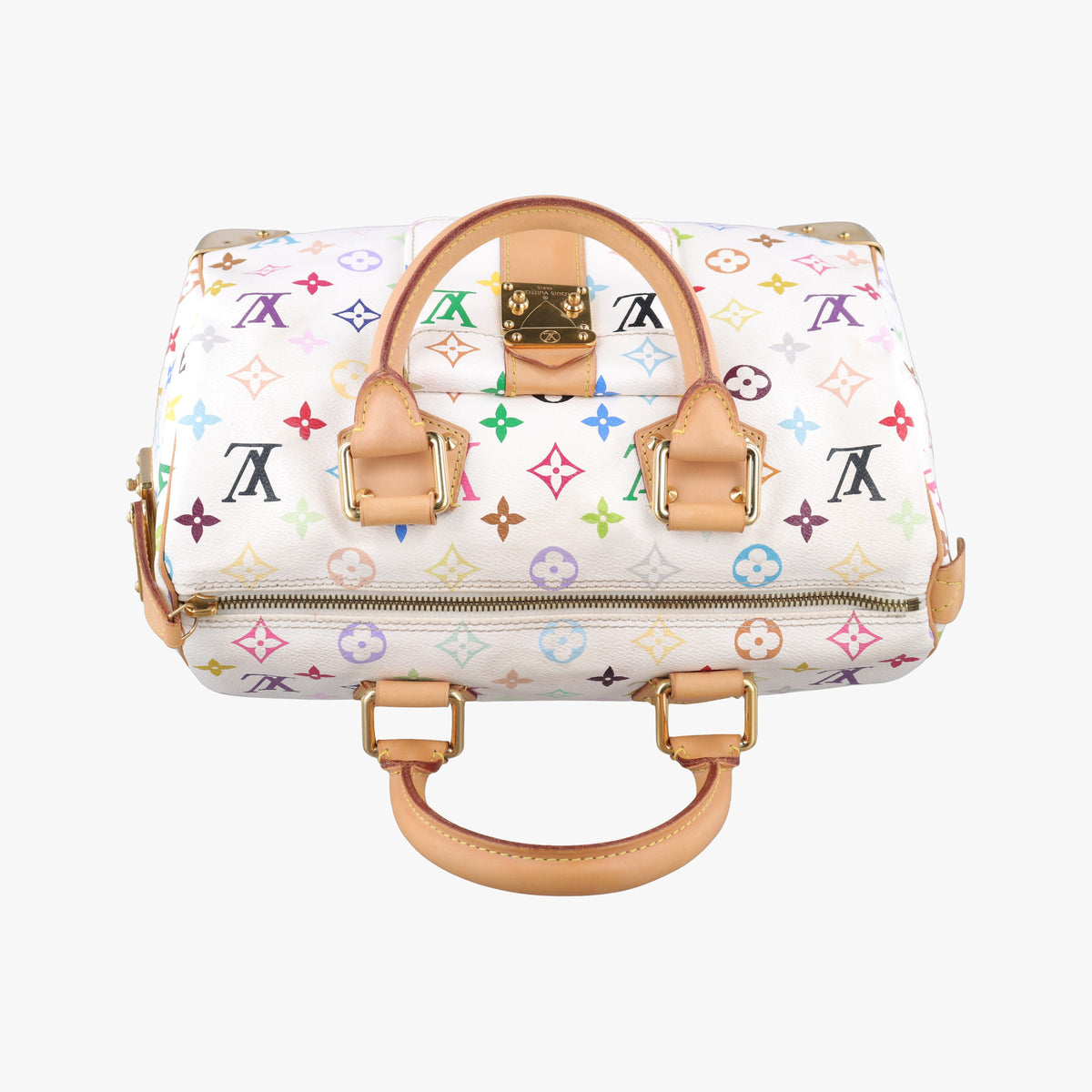 Pre-owned Louis Vuitton Speedy 30 white Monogram Multicolor M92643 handbag | stylenewstar