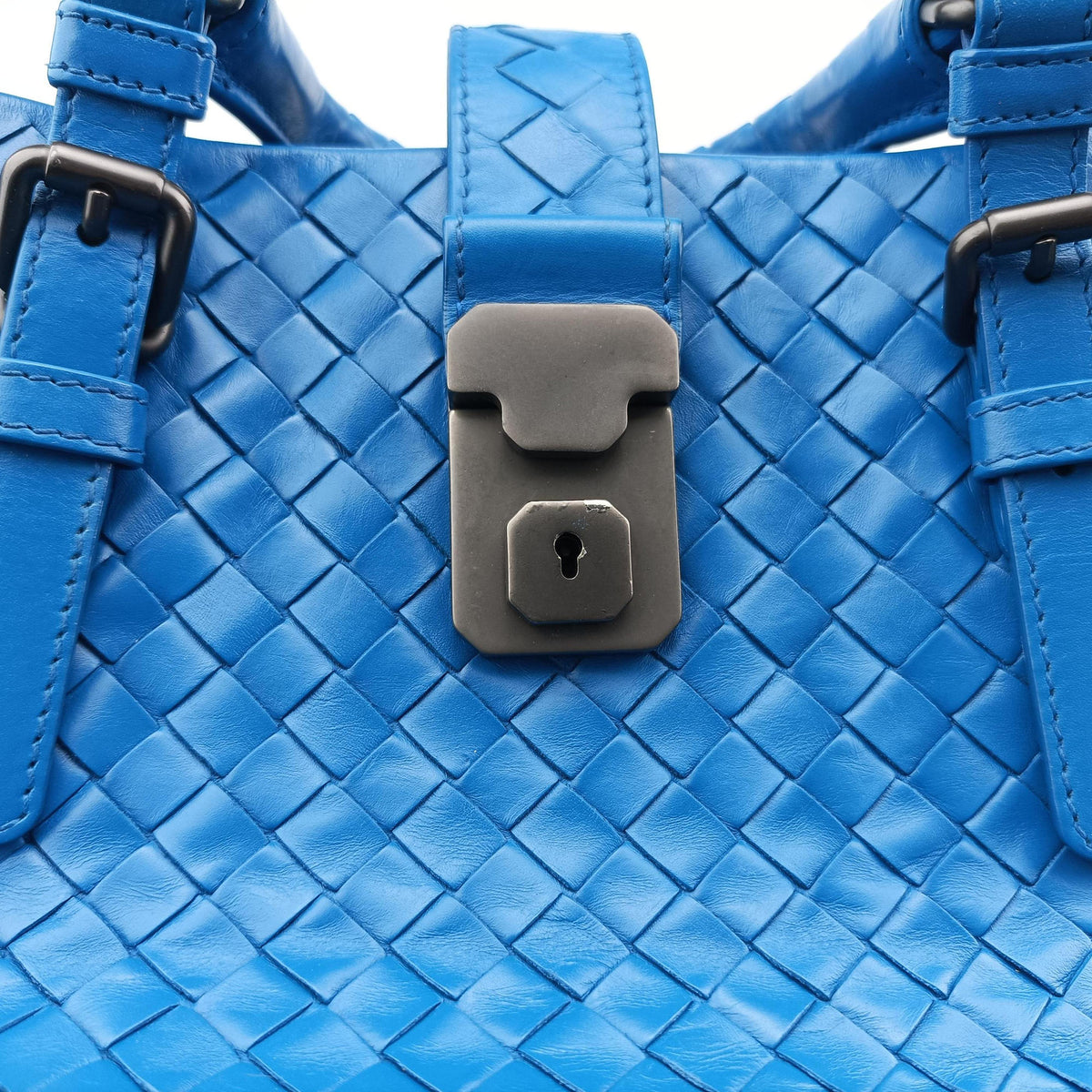 Pre-owned Bottega Veneta Roma Intrecciato Blue lambskin  handbag | stylenewstar