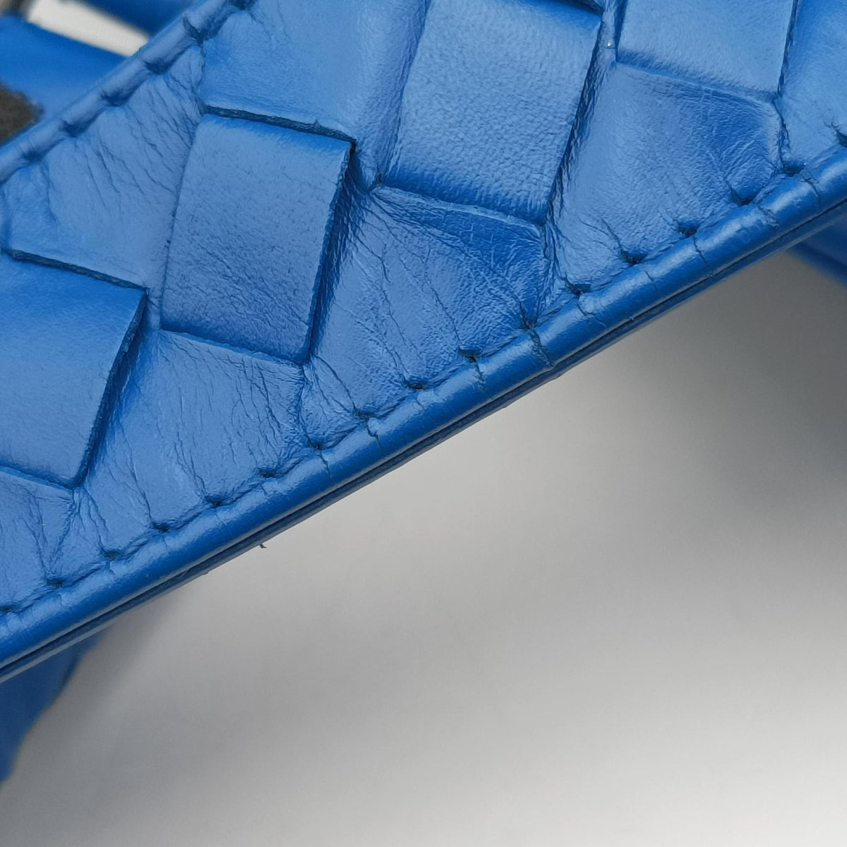 Pre-owned Bottega Veneta Roma Intrecciato Blue lambskin  handbag | stylenewstar