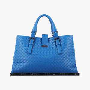 Pre-owned Bottega Veneta Roma Intrecciato Blue lambskin  handbag | stylenewstar