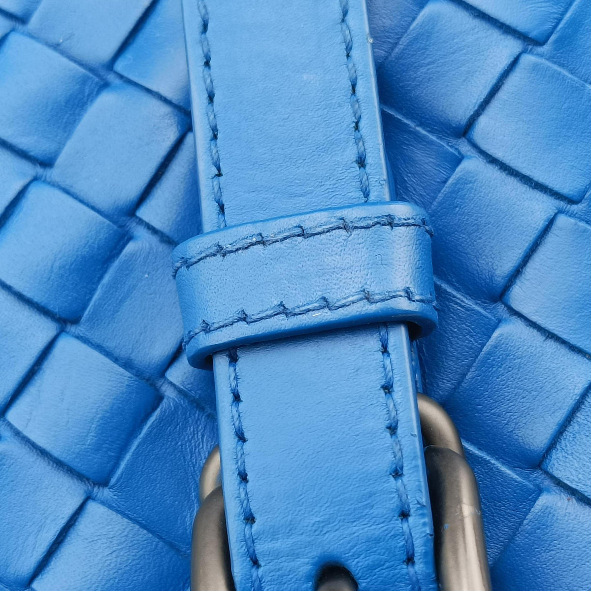 Pre-owned Bottega Veneta Roma Intrecciato Blue lambskin  handbag | stylenewstar