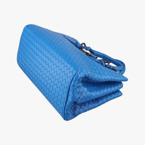 Pre-owned Bottega Veneta Roma Intrecciato Blue lambskin  handbag | stylenewstar