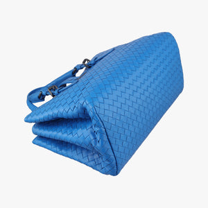 Pre-owned Bottega Veneta Roma Intrecciato Blue lambskin  handbag | stylenewstar