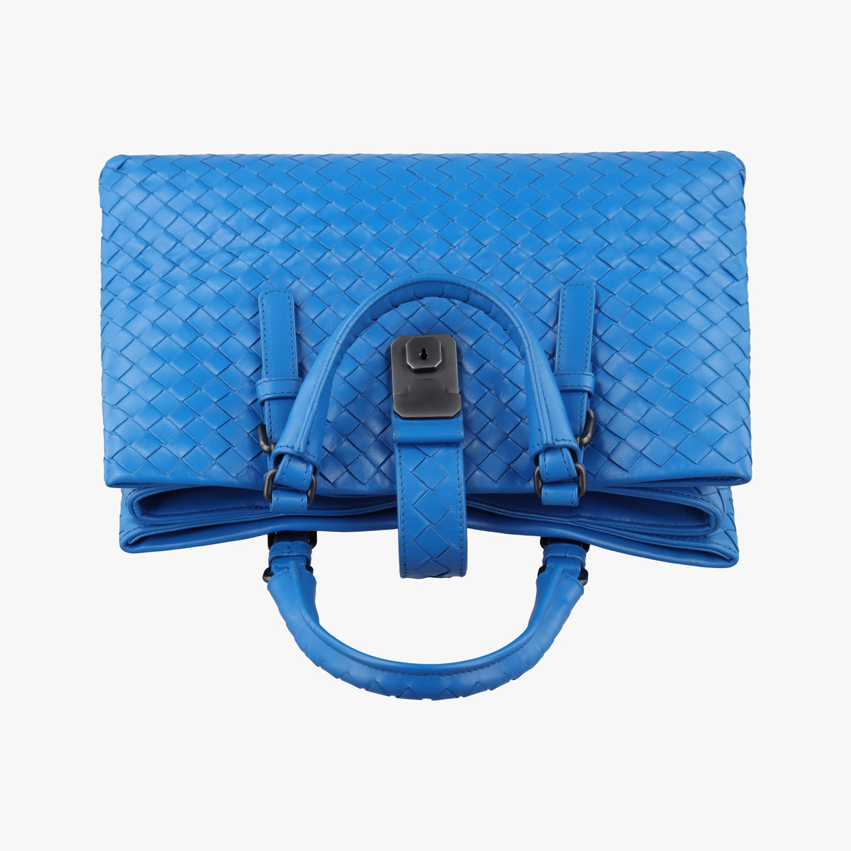 Pre-owned Bottega Veneta Roma Intrecciato Blue lambskin  handbag | stylenewstar