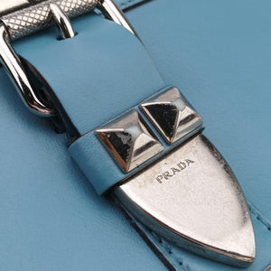 Pre-owned Prada Electra Studded Blue Leather 1BD120 shoulderbag | stylenewstar