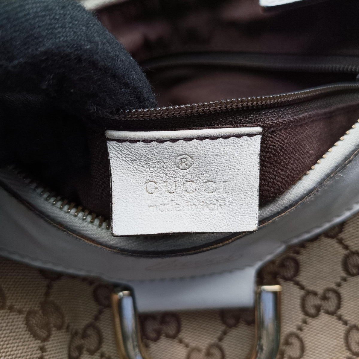 Pre-owned Gucci Abbey D-ring Hobo Beige×White canvas×leather 190525 handbag | stylenewstar