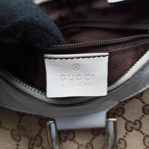 Pre-owned Gucci Abbey D-ring Hobo Beige×White canvas×leather 190525 handbag | stylenewstar