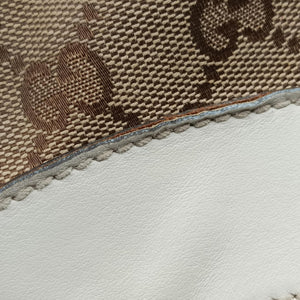 Pre-owned Gucci Abbey D-ring Hobo Beige×White canvas×leather 190525 handbag | stylenewstar