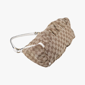 Pre-owned Gucci Abbey D-ring Hobo Beige×White canvas×leather 190525 handbag | stylenewstar