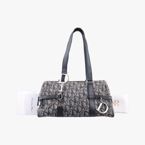 Pre-owned Christian Dior Trotter Navy×Gray Jacquard  shoulderbag | stylenewstar