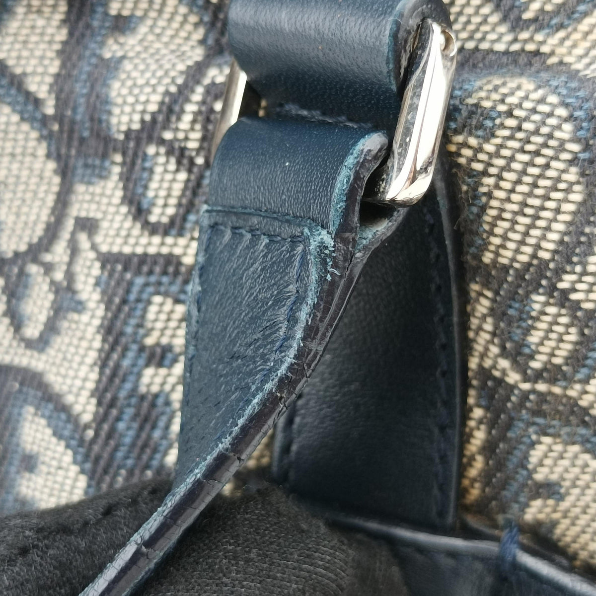 Pre-owned Christian Dior Trotter Navy×Gray Jacquard  shoulderbag | stylenewstar