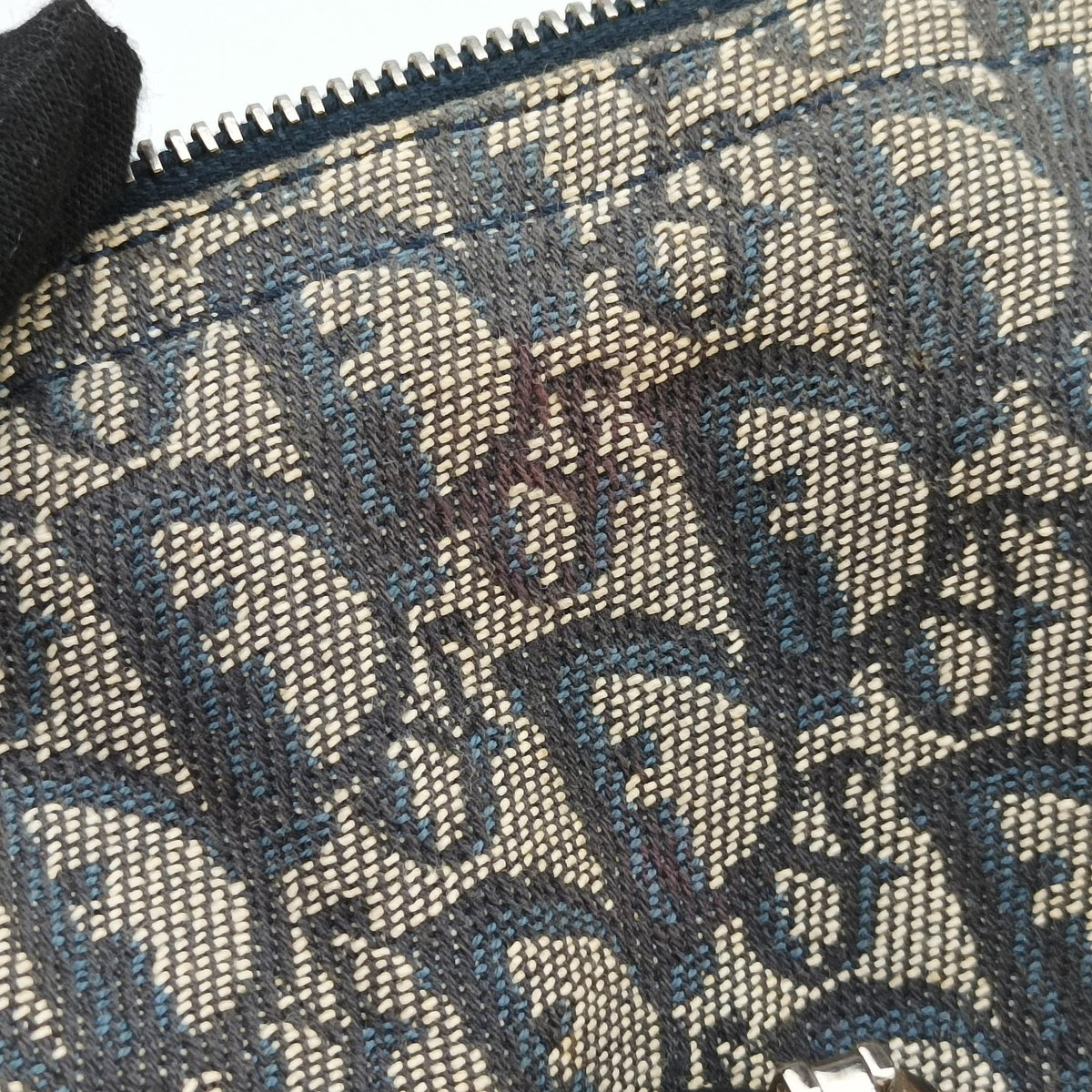 Pre-owned Christian Dior Trotter Navy×Gray Jacquard  shoulderbag | stylenewstar