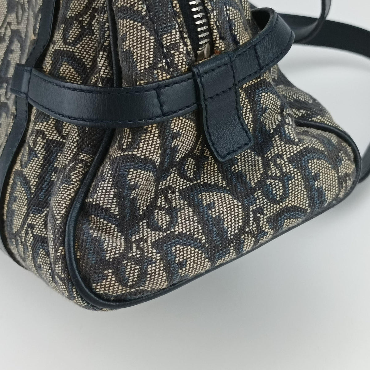 Pre-owned Christian Dior Trotter Navy×Gray Jacquard  shoulderbag | stylenewstar