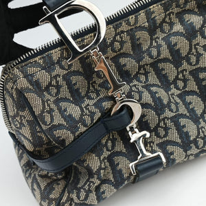Pre-owned Christian Dior Trotter Navy×Gray Jacquard  shoulderbag | stylenewstar
