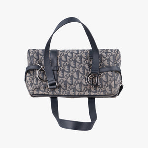 Pre-owned Christian Dior Trotter Navy×Gray Jacquard  shoulderbag | stylenewstar