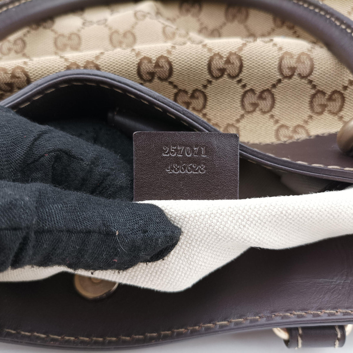 Secondhand Gucci Lovely Brown Canvas×Leather 257071 handbag | stylenewstar