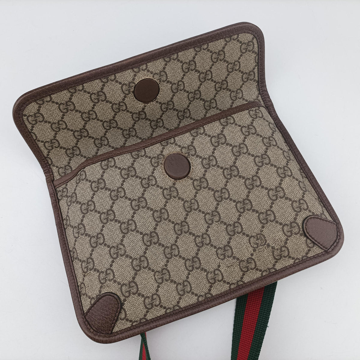 Pre-owned Gucci NEO VINTAGE GG Supreme beige×Brown PVC coated canvas×Leather 493930 bum bag/waist bag | stylenewstar
