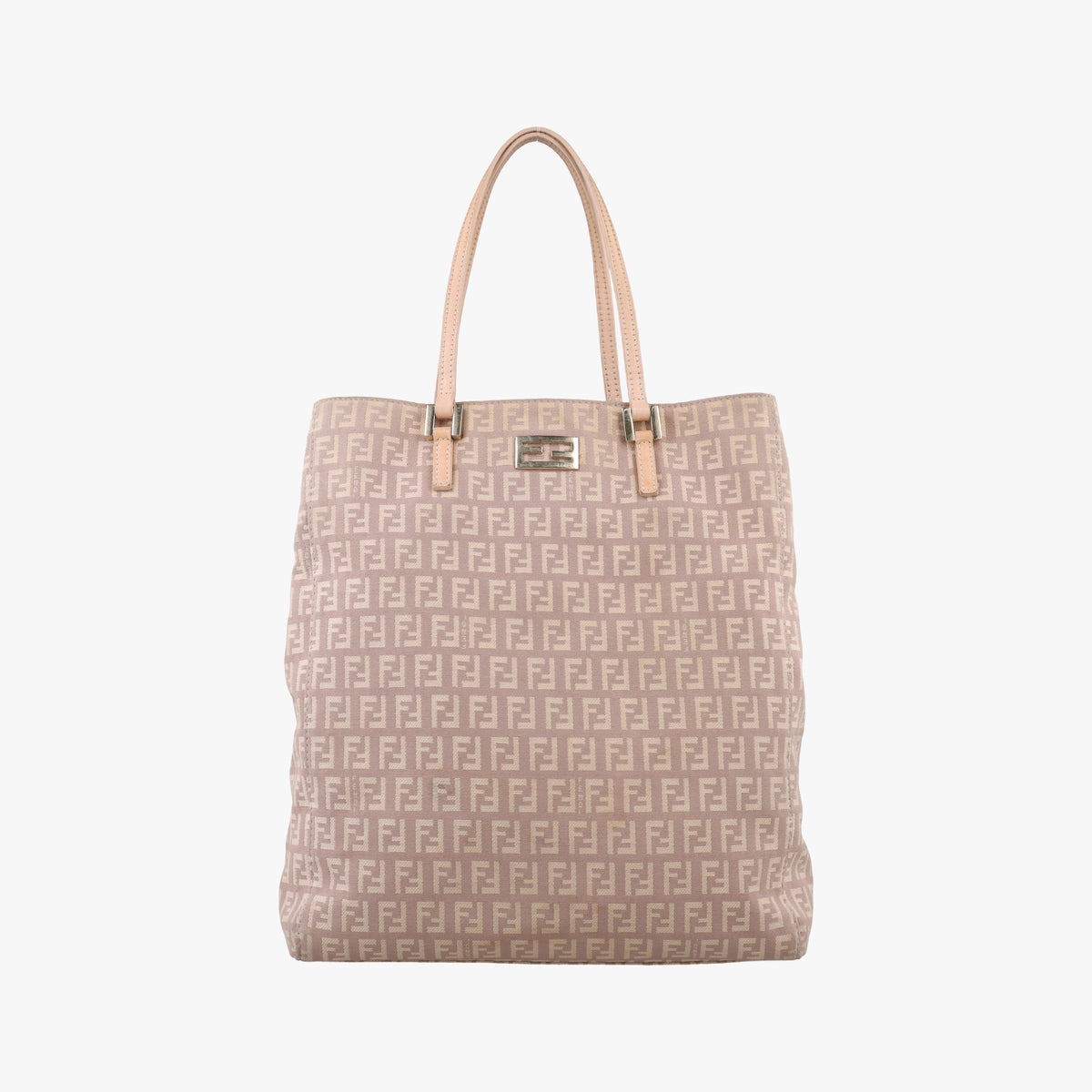 Pre-owned Fendi Zucchino Tote Pink Canvas×Leather 8BH131 handbag | stylenewstar
