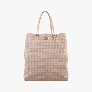 Pre-owned Fendi Zucchino Tote Pink Canvas×Leather 8BH131 handbag | stylenewstar