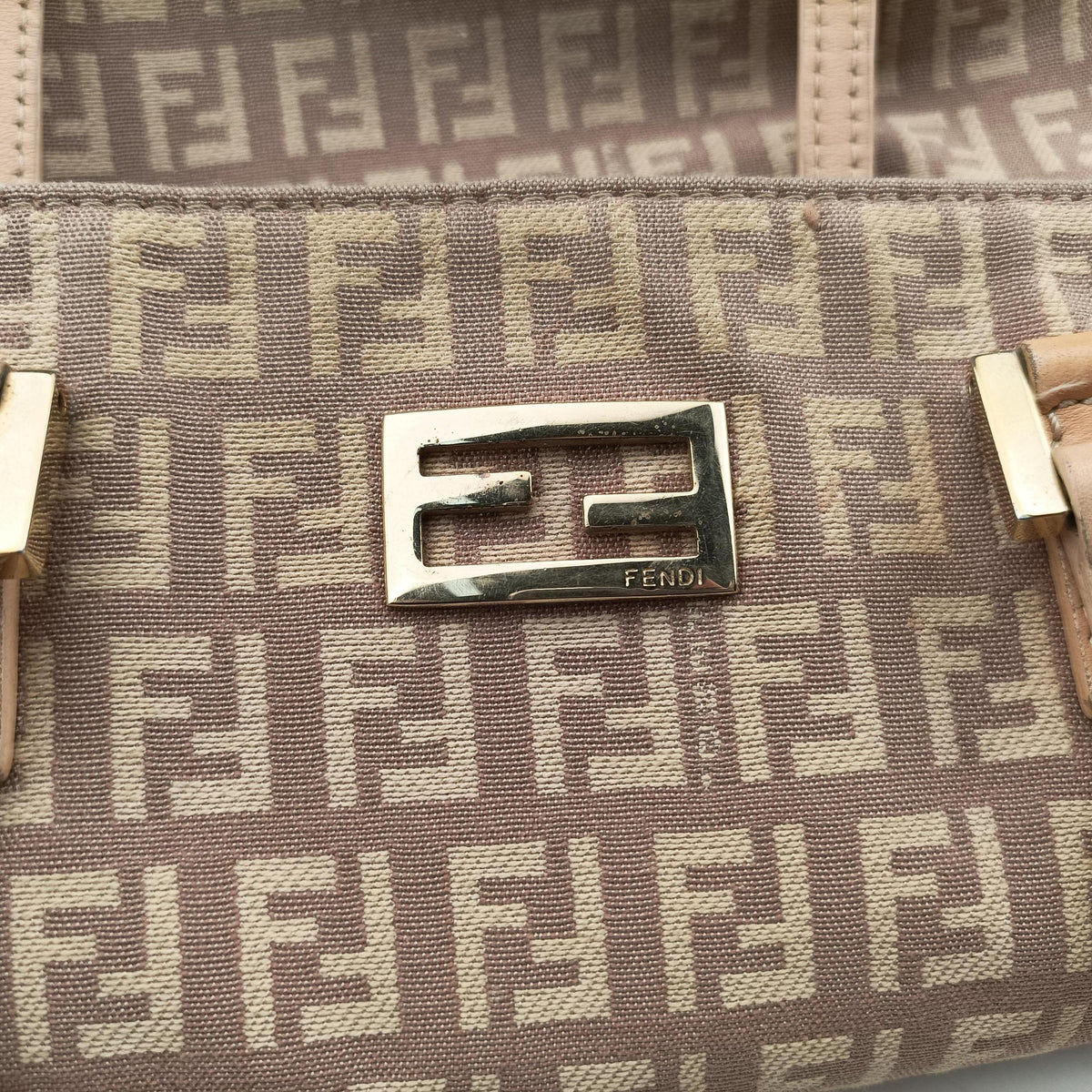 Pre-owned Fendi Zucchino Tote Pink Canvas×Leather 8BH131 handbag | stylenewstar