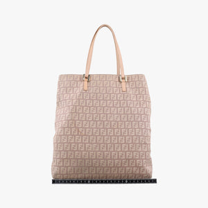 Pre-owned Fendi Zucchino Tote Pink Canvas×Leather 8BH131 handbag | stylenewstar